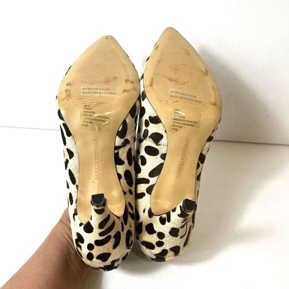 Banana Republic High Heel Pump Womens 10 Cheetah Print Leather Slip On Calf Hair - Picture 11 of 12